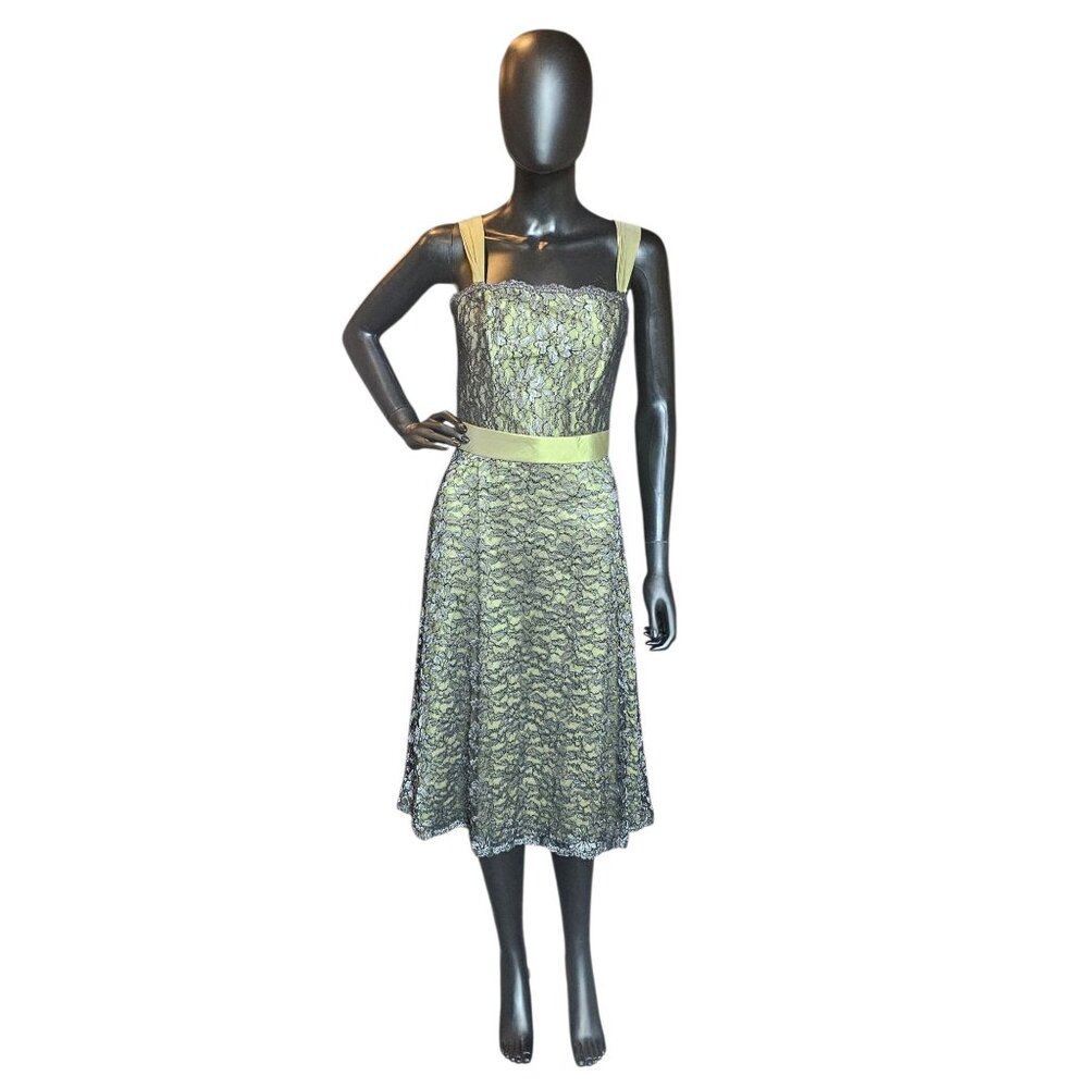 NWOT Apple Green/Black Lace A-Line Cocktail Dress - Alexia